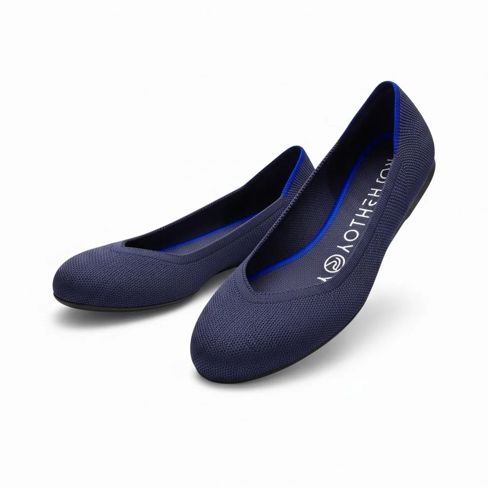 Rothy's Blue Textured Flat Round Toe Comfortable Ballet Style Shoes 9